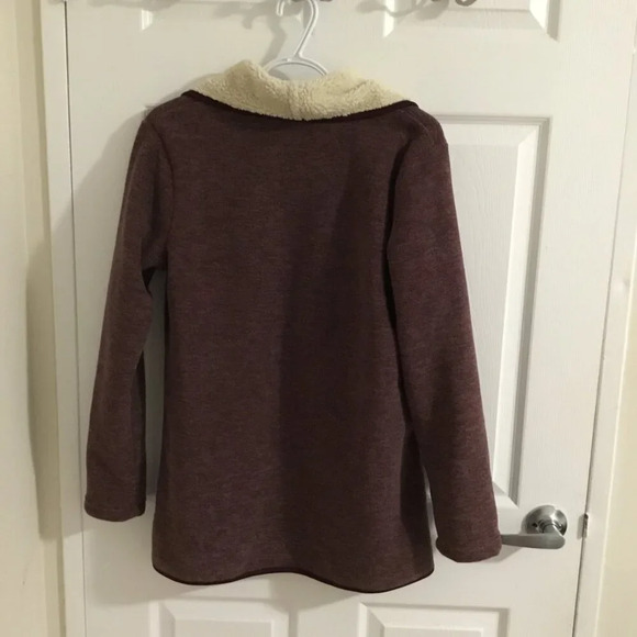 Nicole Miller Original Open Front Cardigan  Heather Plum Cream  M - Picture 4 of 8